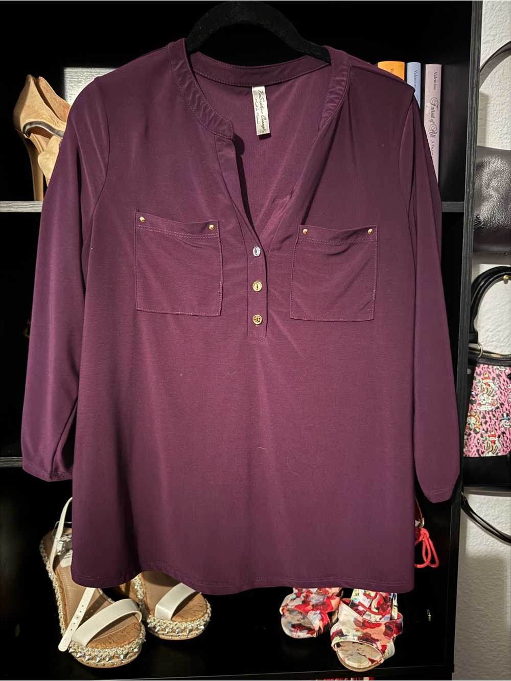 PerSeption Concept Plum Button-Placket Tunic